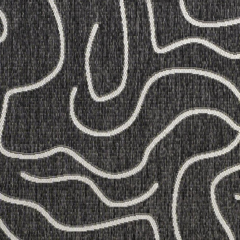 3' X 5' Black And Cream Abstract Indoor Outdoor Area Rug HomeRoots
