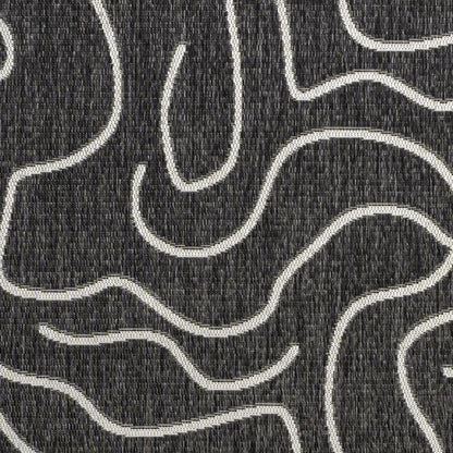 3' X 5' Black And Cream Abstract Indoor Outdoor Area Rug HomeRoots