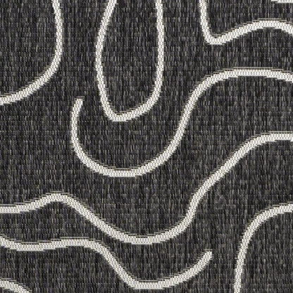 8' X 10' Black And Cream Abstract Indoor Outdoor Area Rug HomeRoots