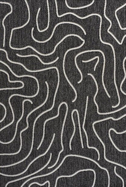 8' X 10' Black And Cream Abstract Indoor Outdoor Area Rug HomeRoots