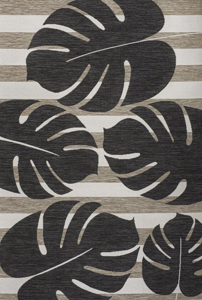 4' X 6' Black And Beige Floral Indoor Outdoor Area Rug — view 5