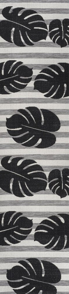 8' Black And Gray Floral Indoor Outdoor Runner Rug HomeRoots