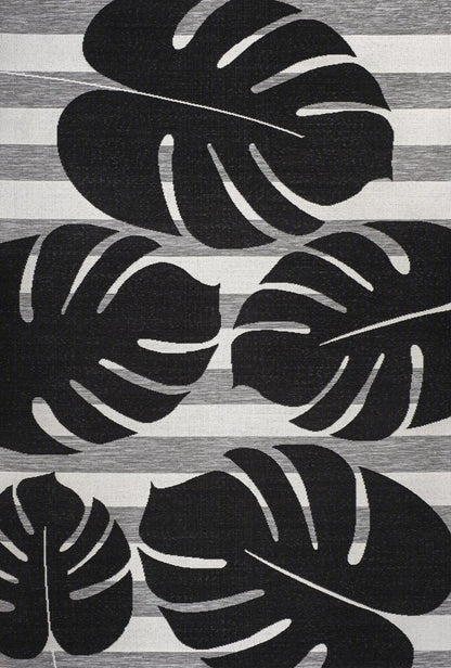 5' X 8' Black And Gray Floral Indoor Outdoor Area Rug HomeRoots