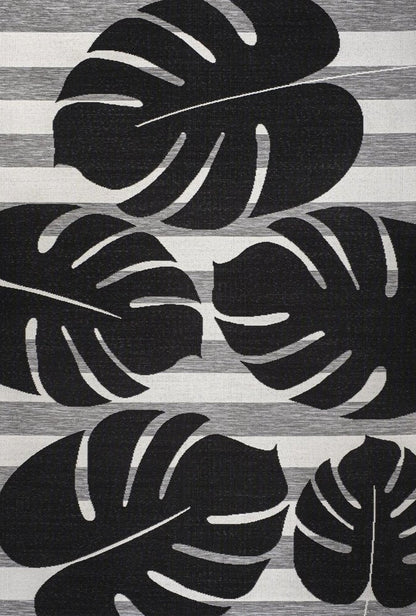 8' X 10' Black And Gray Floral Indoor Outdoor Area Rug HomeRoots