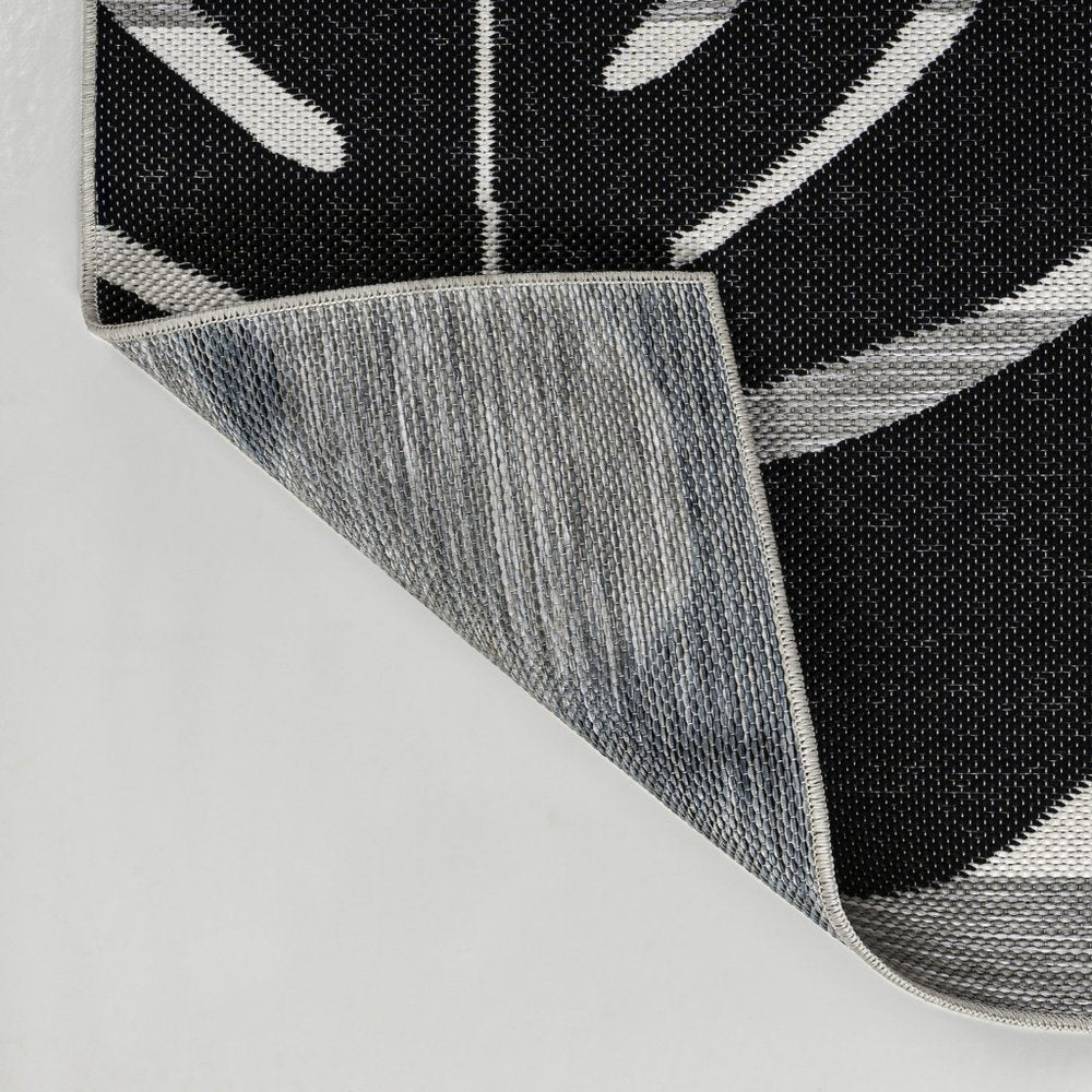 8' X 10' Black And Gray Floral Indoor Outdoor Area Rug — view 2