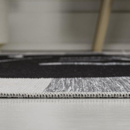 8' X 10' Black And Gray Floral Indoor Outdoor Area Rug HomeRoots