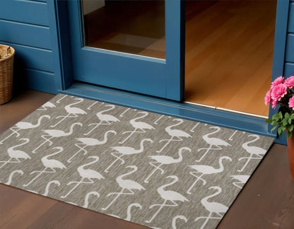 3' X 5' Beige And White Animal Print Indoor Outdoor Area Rug HomeRoots