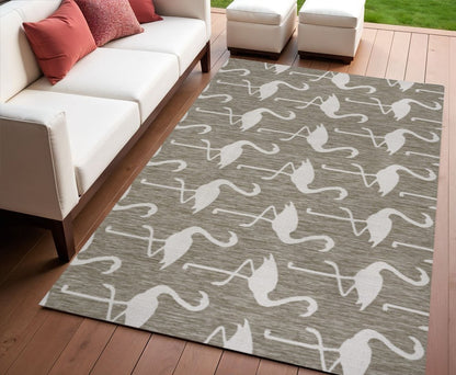 4' X 6' Beige And White Animal Print Indoor Outdoor Area Rug HomeRoots