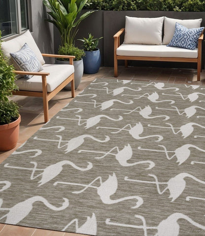 5' X 8' Beige And White Animal Print Indoor Outdoor Area Rug HomeRoots