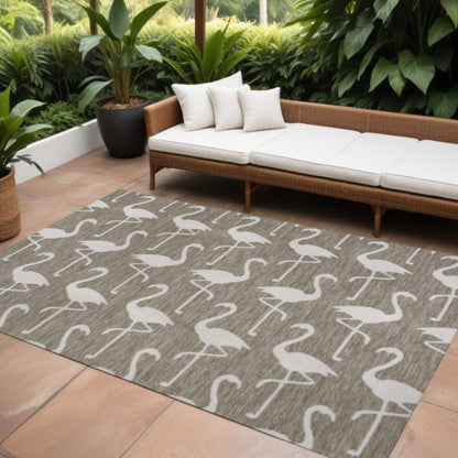 8' X 10' Beige And White Animal Print Indoor Outdoor Area Rug HomeRoots