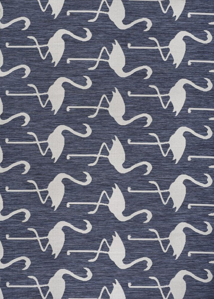 3' X 5' Navy Blue And White Animal Print Indoor Outdoor Area Rug — view 1