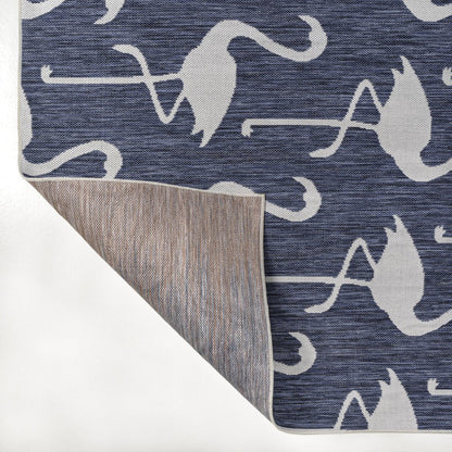 4' X 6' Navy Blue And White Animal Print Indoor Outdoor Area Rug HomeRoots