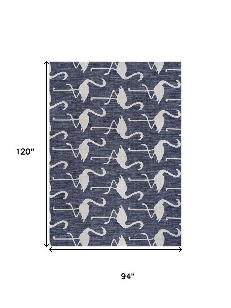 8' X 10' Navy Blue And White Animal Print Indoor Outdoor Area Rug HomeRoots