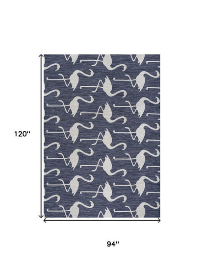 8' X 10' Navy Blue And White Animal Print Indoor Outdoor Area Rug HomeRoots