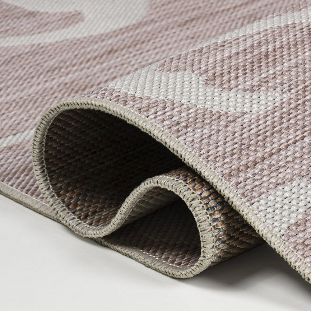 8' Pink And Cream Animal Print Indoor Outdoor Runner Rug HomeRoots