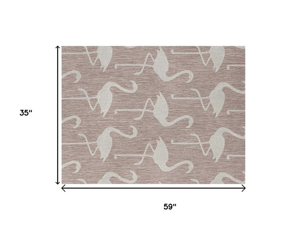 3' X 5' Pink And Cream Animal Print Indoor Outdoor Area Rug HomeRoots