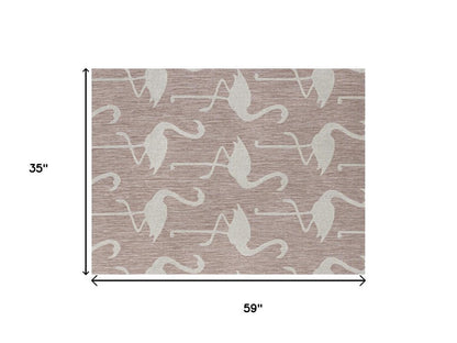 3' X 5' Pink And Cream Animal Print Indoor Outdoor Area Rug HomeRoots