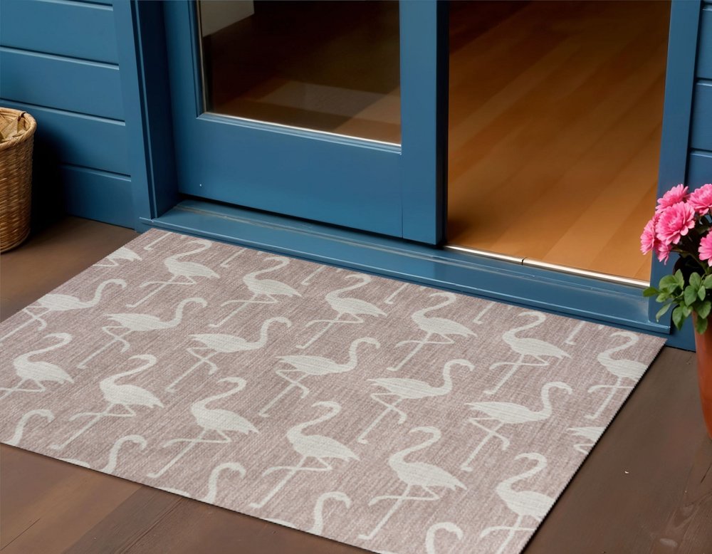 3' X 5' Pink And Cream Animal Print Indoor Outdoor Area Rug — view 4
