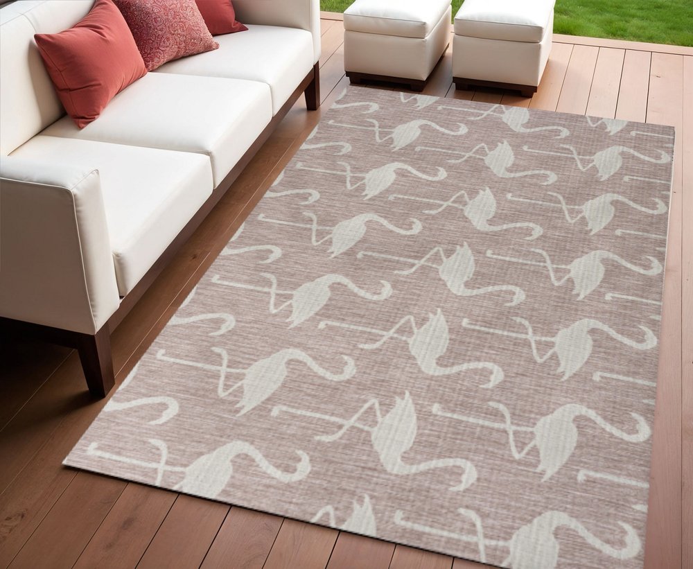4' X 6' Pink And Cream Animal Print Indoor Outdoor Area Rug — view 4
