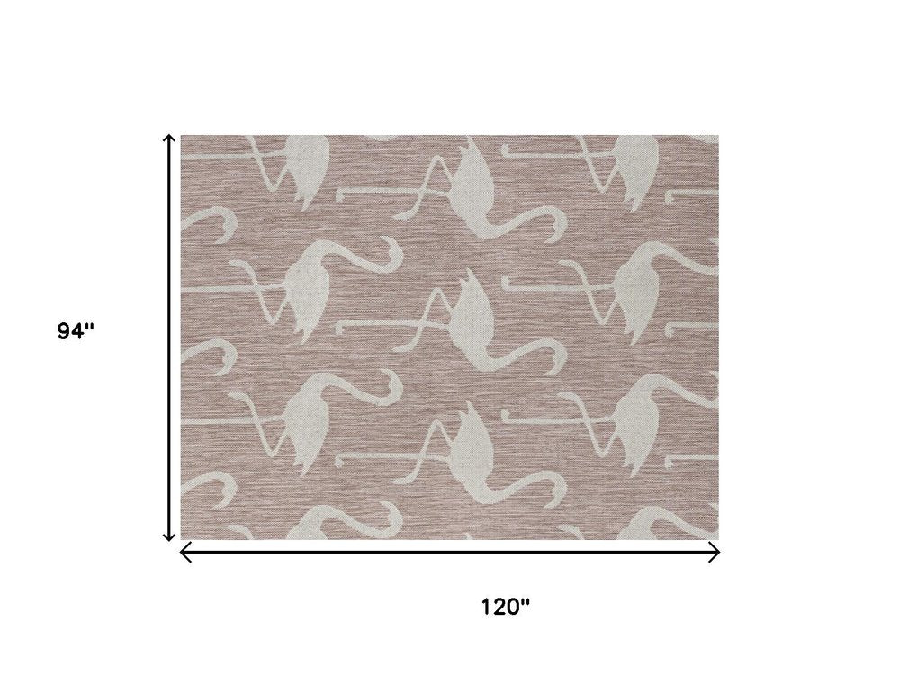 8' X 10' Pink And Cream Animal Print Indoor Outdoor Area Rug — view 5