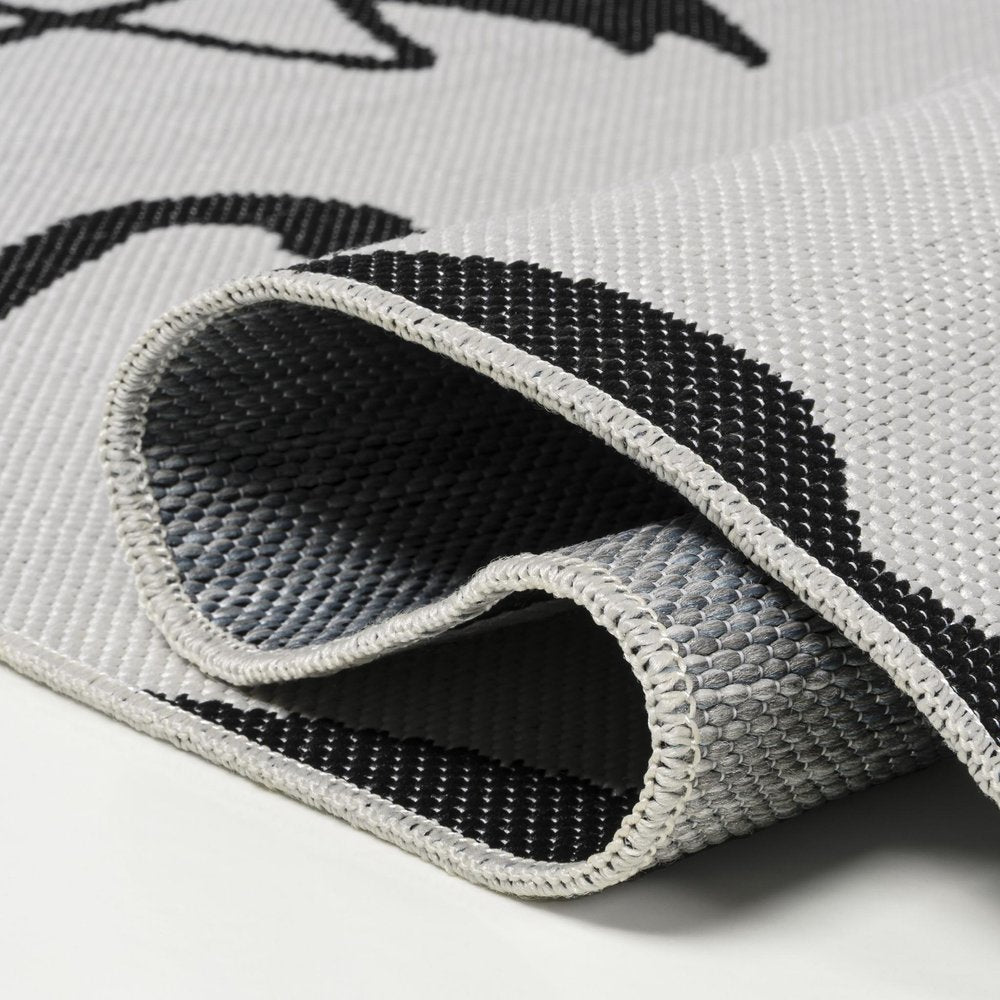 8' White And Black Animal Print Indoor Outdoor Runner Rug HomeRoots