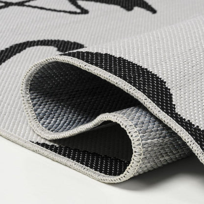 8' White And Black Animal Print Indoor Outdoor Runner Rug HomeRoots