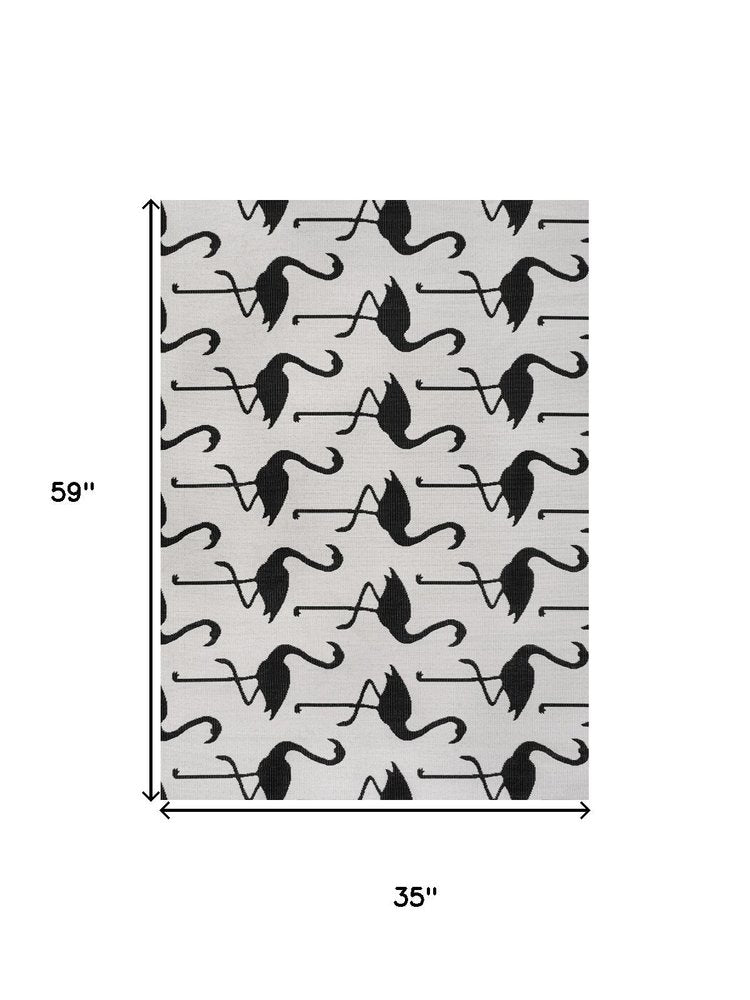 3' X 5' White And Black Animal Print Indoor Outdoor Area Rug — view 4