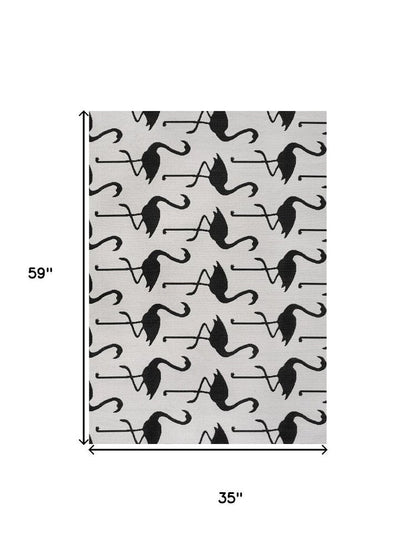 3' X 5' White And Black Animal Print Indoor Outdoor Area Rug HomeRoots