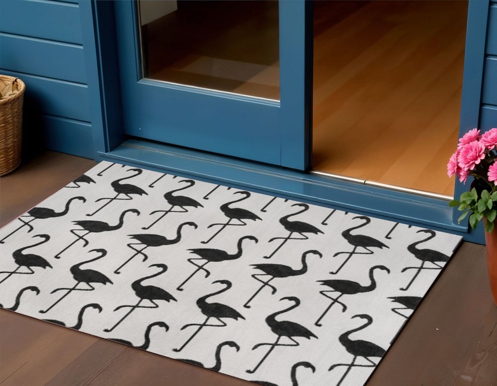 3' X 5' White And Black Animal Print Indoor Outdoor Area Rug HomeRoots
