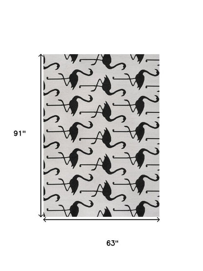 5' X 8' White And Black Animal Print Indoor Outdoor Area Rug HomeRoots
