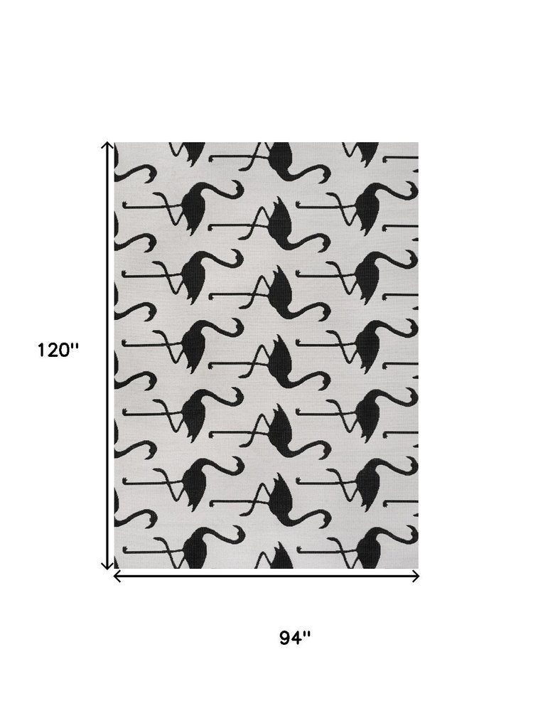 8' X 10' White And Black Animal Print Indoor Outdoor Area Rug — view 3