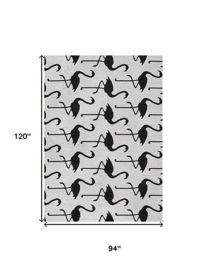 8' X 10' White And Black Animal Print Indoor Outdoor Area Rug