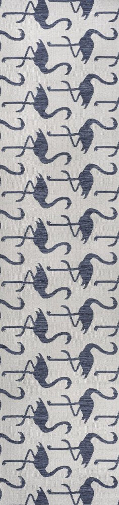 8' White And Navy Blue Animal Print Indoor Outdoor Runner Rug — view 1