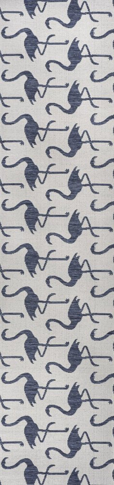 8' White And Navy Blue Animal Print Indoor Outdoor Runner Rug HomeRoots