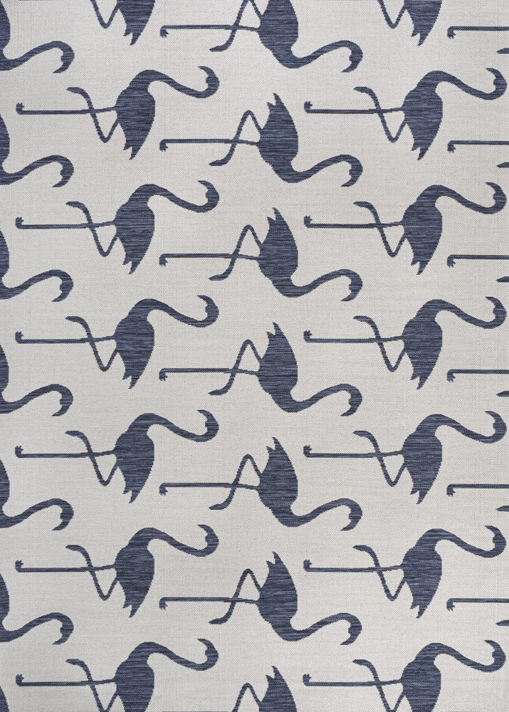 3' X 5' White And Navy Blue Animal Print Indoor Outdoor Area Rug — view 1