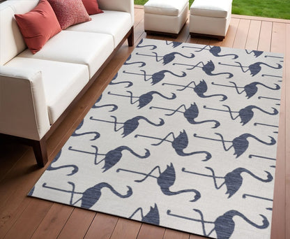 4' X 6' White And Navy Blue Animal Print Indoor Outdoor Area Rug HomeRoots