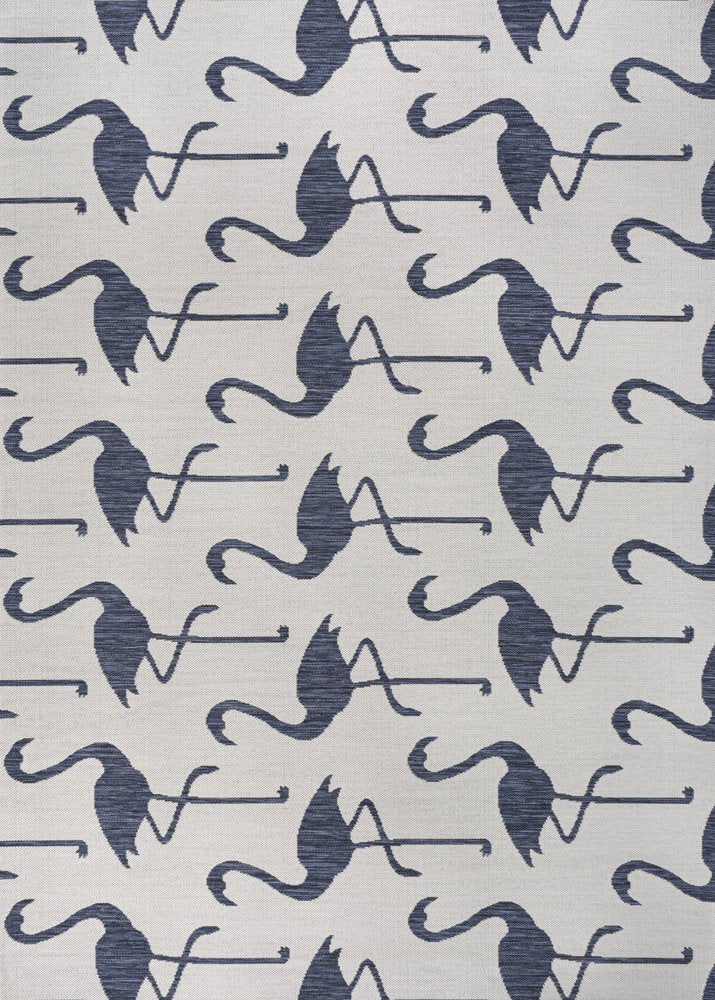 5' X 8' White And Navy Blue Animal Print Indoor Outdoor Area Rug — view 3