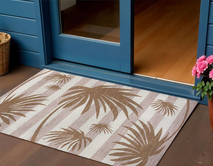 3' X 5' Pink And Cream Floral Indoor Outdoor Area Rug HomeRoots