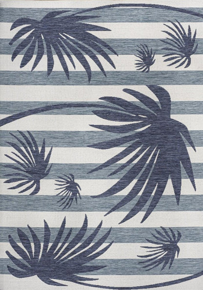 3' X 5' Navy Blue And Cream Floral Indoor Outdoor Area Rug HomeRoots