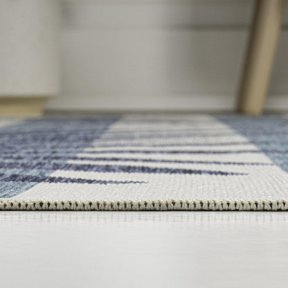 4' X 6' Navy Blue And Cream Floral Indoor Outdoor Area Rug HomeRoots
