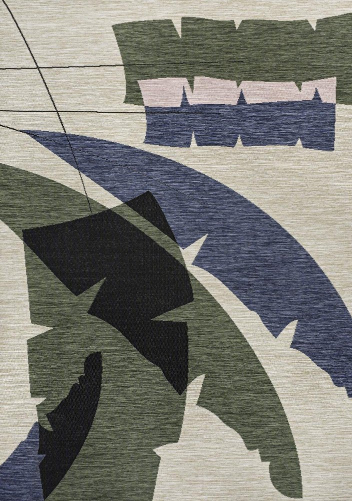 5' X 8' Navy Blue And Cream Abstract Indoor Outdoor Area Rug HomeRoots