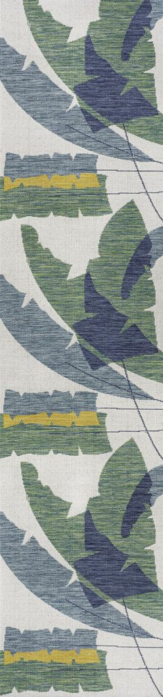 8' Green And Cream Abstract Indoor Outdoor Runner Rug HomeRoots