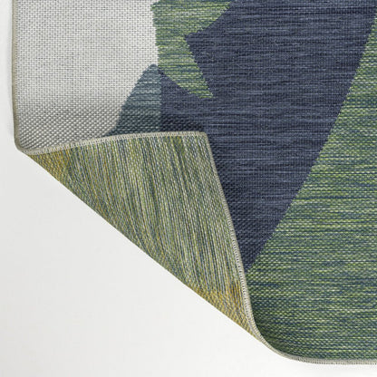 8' Green And Cream Abstract Indoor Outdoor Runner Rug HomeRoots