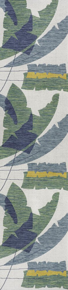 8' Green And Cream Abstract Indoor Outdoor Runner Rug HomeRoots