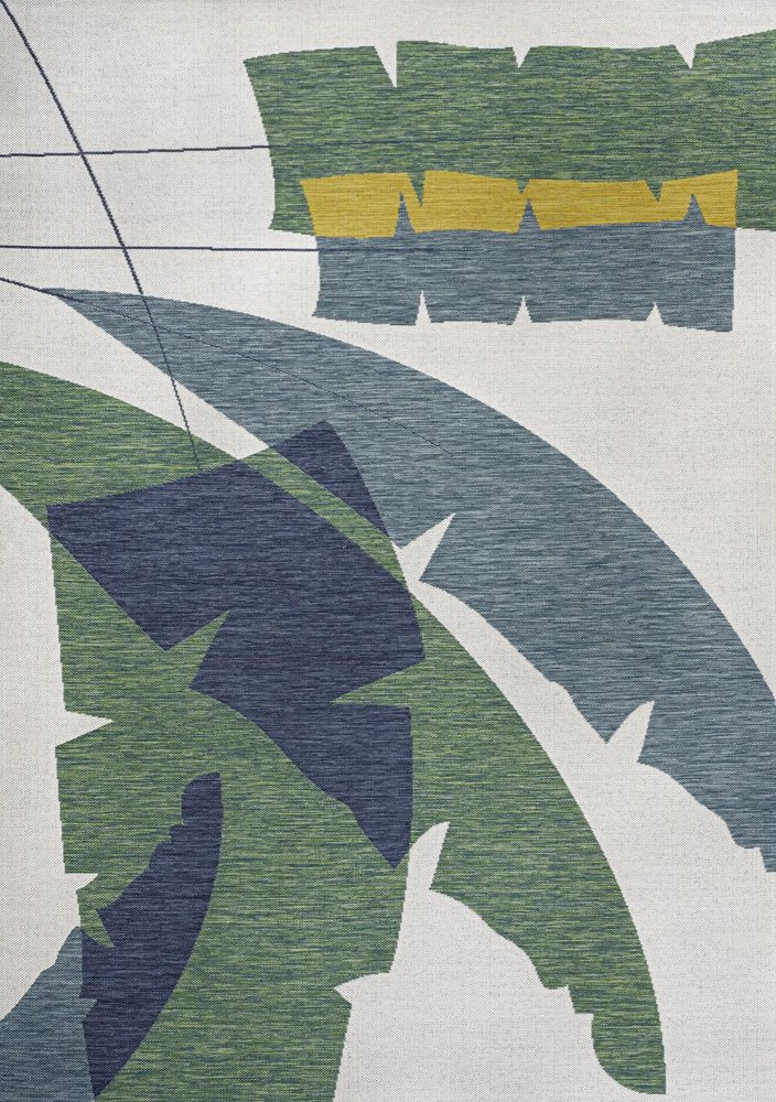 3' X 5' Green And Cream Abstract Indoor Outdoor Area Rug — view 1