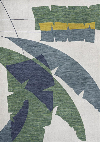 8' X 10' Green And Cream Abstract Indoor Outdoor Area Rug HomeRoots