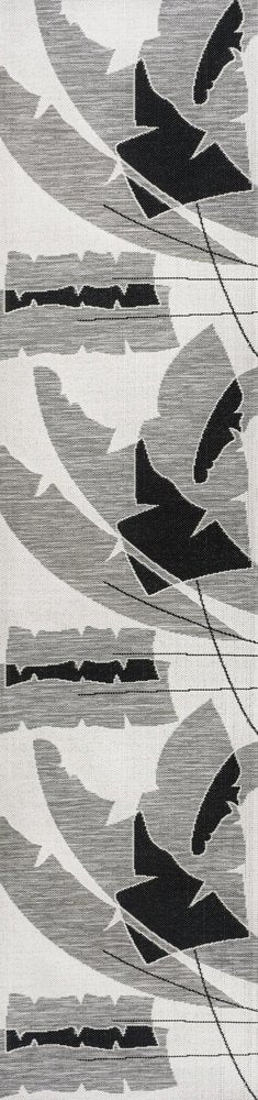 8' Gray And Cream Abstract Indoor Outdoor Runner Rug — view 1