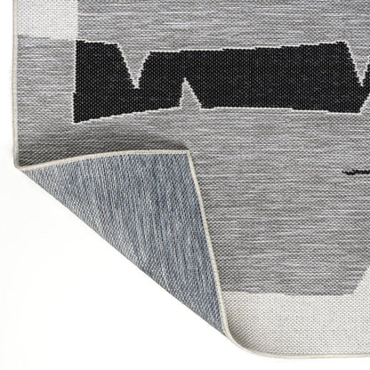 8' Gray And Cream Abstract Indoor Outdoor Runner Rug HomeRoots