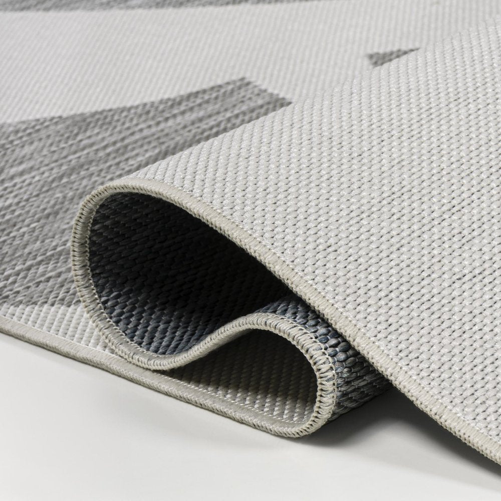 8' Gray And Cream Abstract Indoor Outdoor Runner Rug — view 3