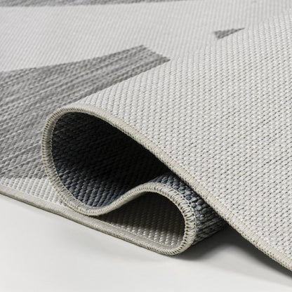 8' Gray And Cream Abstract Indoor Outdoor Runner Rug HomeRoots